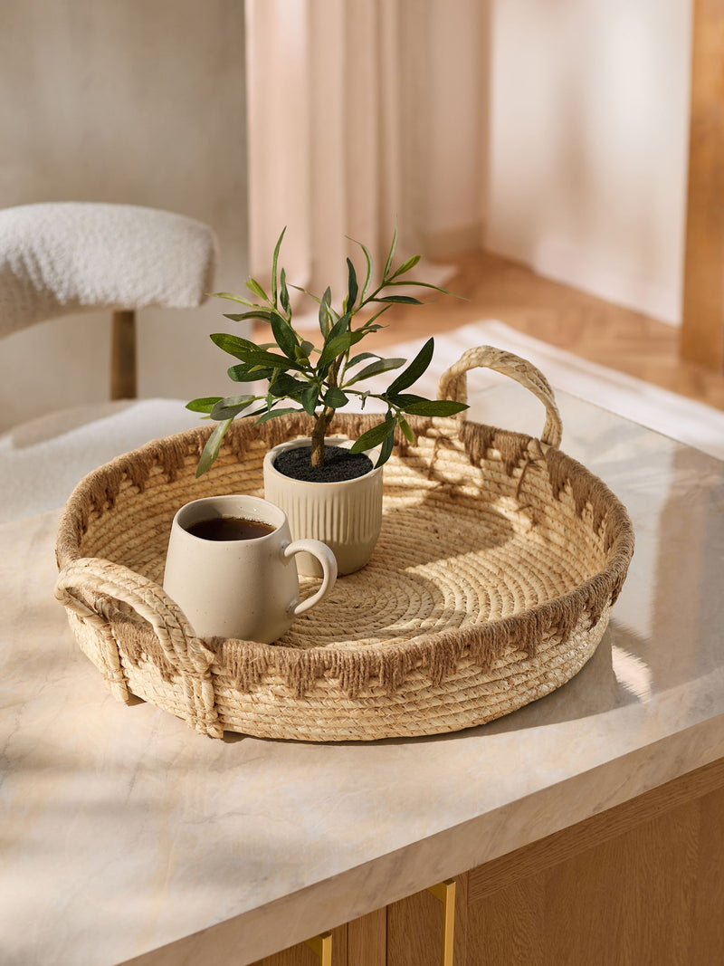 Woven Seagrass XL Decorative Tray, imported from the UK