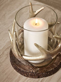 Gold antler candle holder hurricane 15.5cm, UK version