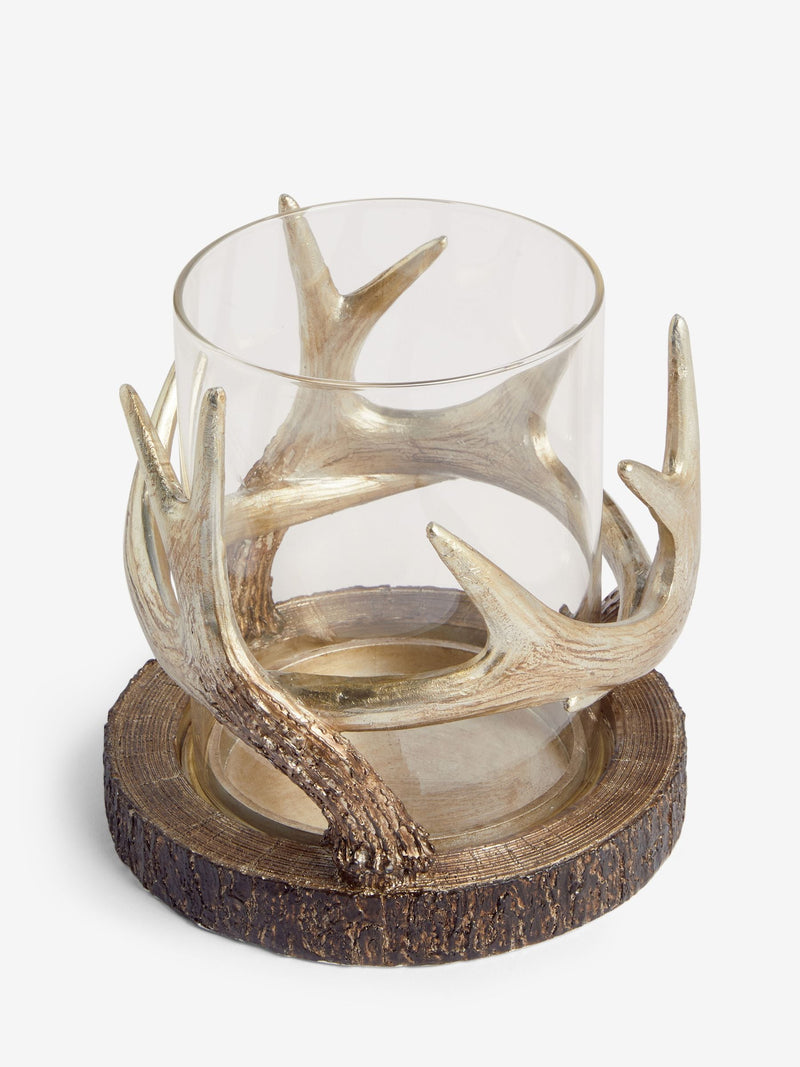 Gold antler candle holder hurricane 15.5cm, UK version