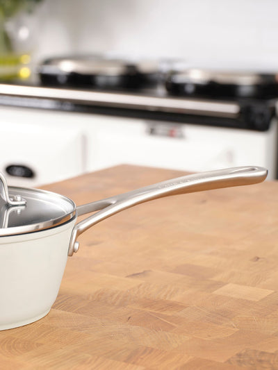 Next Laura Ashley Sage Leaf 18cm Non-Stick Saucepan with Glass Lid- Buy online at McGrocer