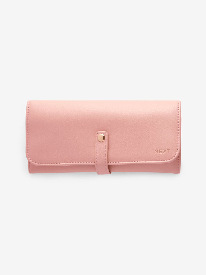Travel jewellery pouch pink faux leather (British brand)