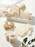 Spa Retreat wellness routine set with body brush and exfoliating gloves (British brand)