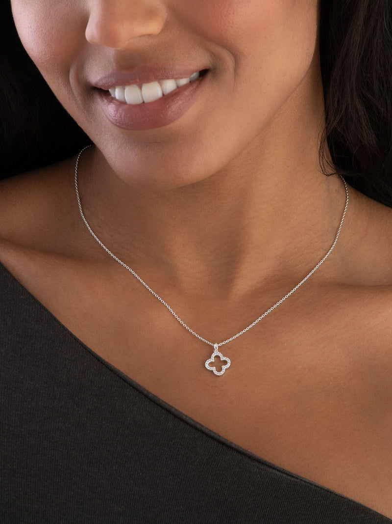 Beaverbrooks Sterling Silver Cubic Zirconia Clover Pendant - British product