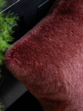 Rockett St George burgundy faux fur cushion 50x50cm, imported from the UK