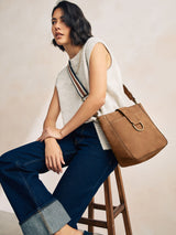 Next Tan Brown Structured Messenger Bag- Buy online at McGrocer