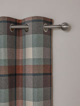 Next Teal Blue/Orange Brushed Check Eyelet Lined Curtains- Buy online at McGrocer
