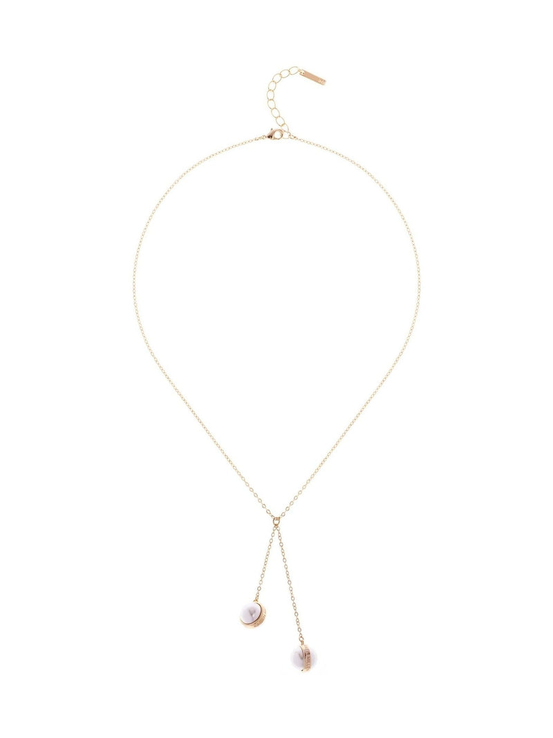 Karen Millen Gold Tone Pearl Double Drop Necklace, UK version