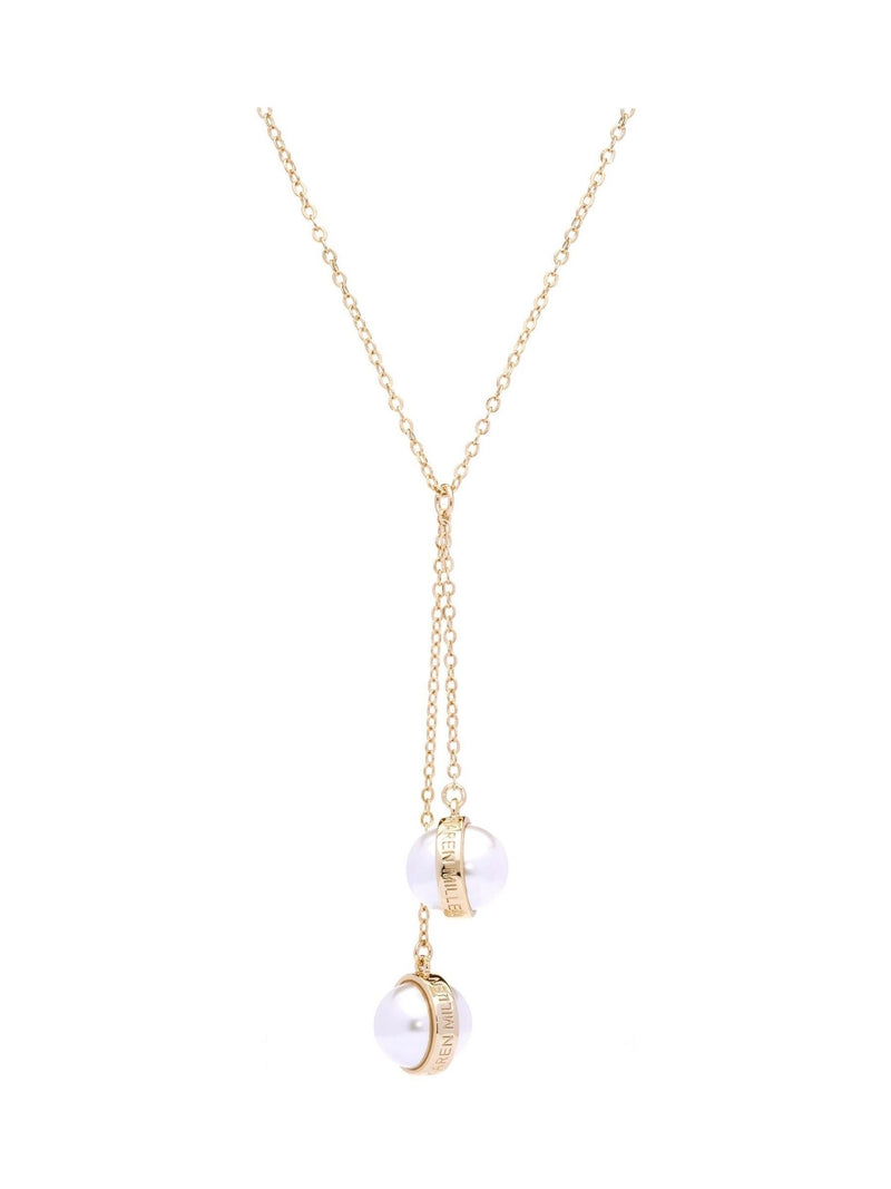 Karen Millen Gold Tone Pearl Double Drop Necklace, UK version