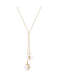 Karen Millen Gold Tone Pearl Double Drop Necklace, UK version