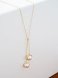 Karen Millen Gold Tone Pearl Double Drop Necklace, UK version