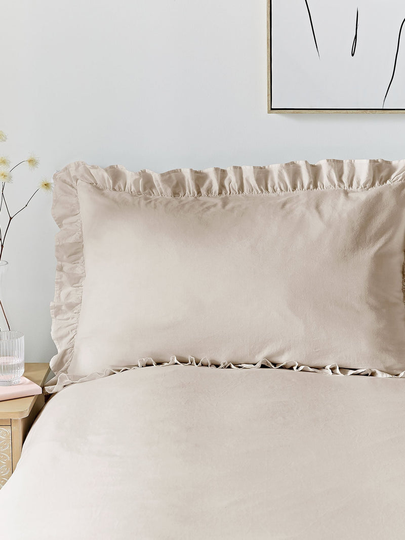 Appletree natural cassia ruffle duvet cover and pillowcase set - British product