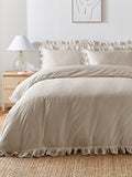 Appletree natural cassia ruffle duvet cover and pillowcase set - British product