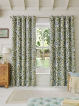 Next William Morris Powder Blue Honeysuckle Blackout Eyelet Curtains- Buy online at McGrocer