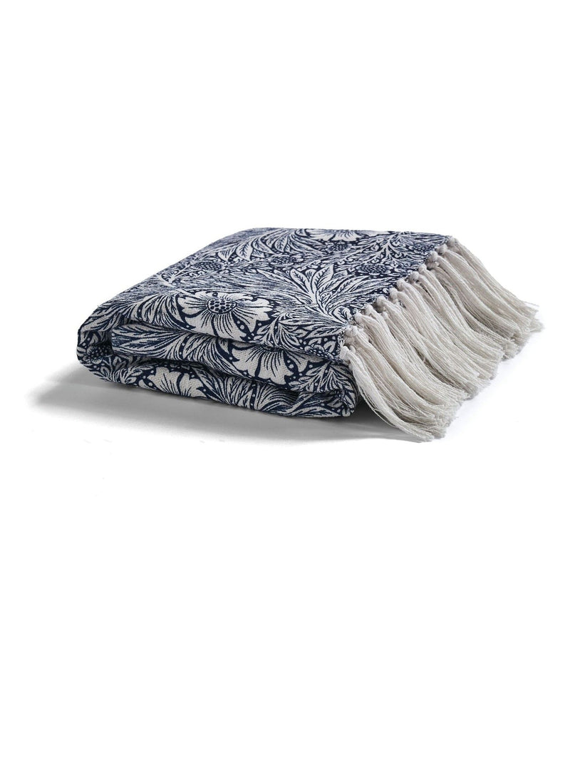 William Morris indigo blue Marigold throw 130x170cm, imported from the UK