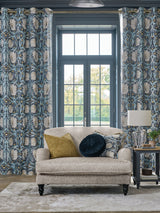 Next William Morris At Home Indigo Blue Pimpernel Blackout Eyelet Curtains 229cm x 274cm- Buy online at McGrocer