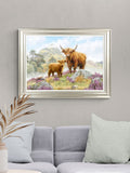 Framed art of Highland cows by Macneil 61x81cm - British product