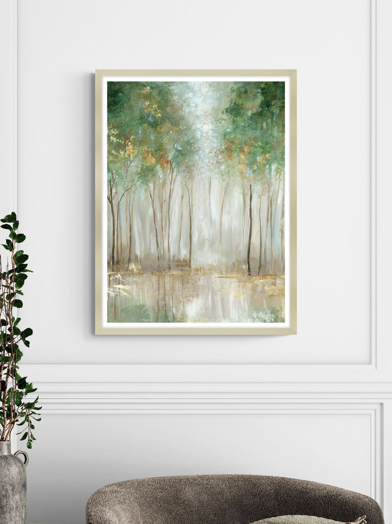 Artko Champagne Verdant Gold Woodland framed art - British product