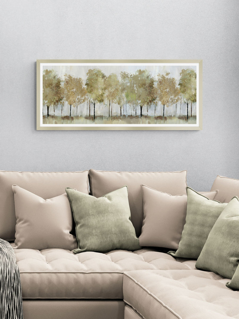 Artko Champagne Sunny Trees Panoramic framed art 44.5x104.5x3.8cm - British product