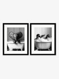 Moonshine Prints black bathroom joy framed art set of 2 with animal scenes - British product