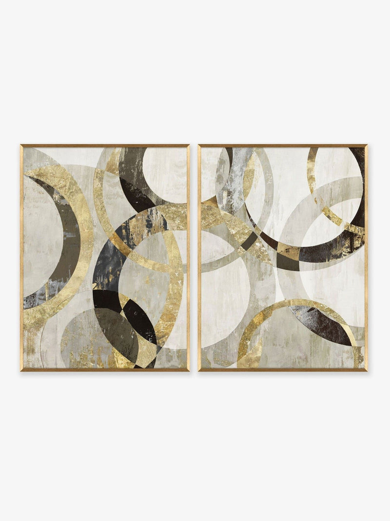 Artko Gold Overlaps Set of 2 framed art prints 82cm x 62cm - British product