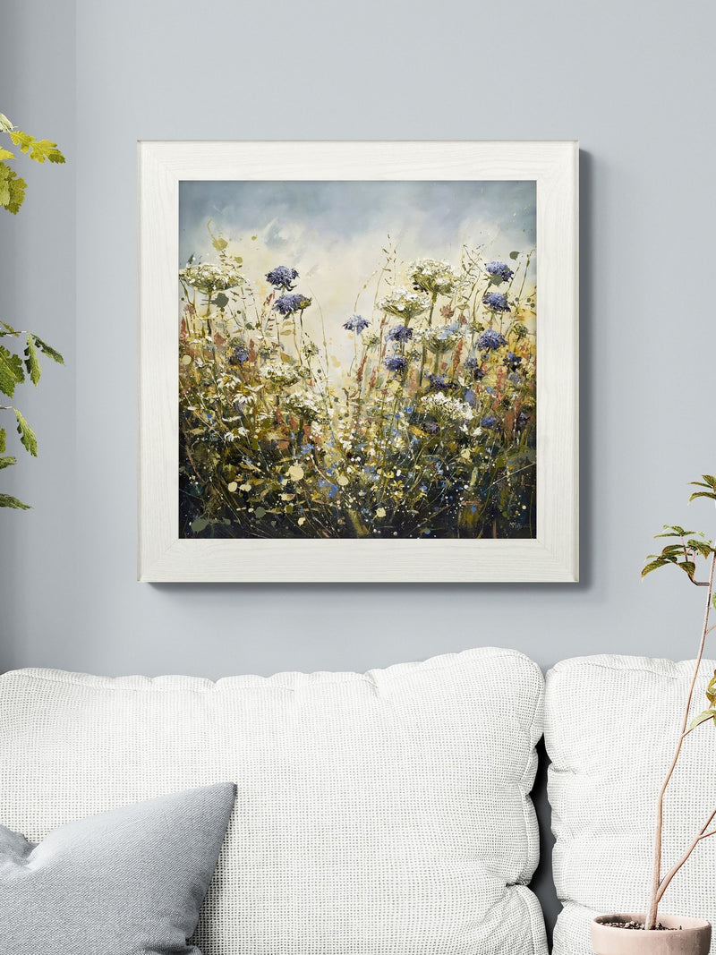 Artko White Butterfly Blue by Marie Mills framed art 61x61cm - British product