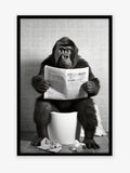 Moonshine Prints Artko Black Bathroom Gorilla framed art print 43.5cm x 43.5cm - British product