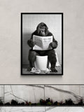 Moonshine Prints Artko Black Bathroom Gorilla framed art print 43.5cm x 43.5cm - British product