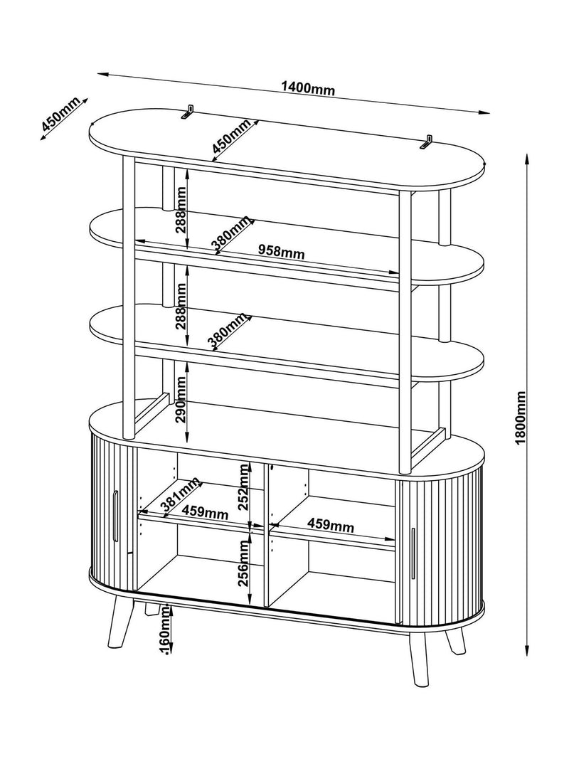 Black Hyde tambour door storage shelf, British brand