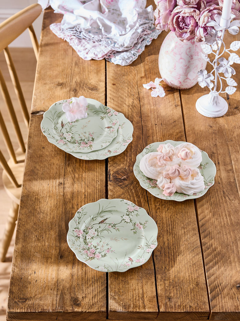 Shabby Chic Bird Garden side plates set of 4 (British brand)
