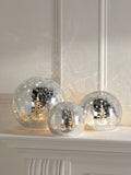 Laura Ashley set of 3 silver glass lit Christmas ornaments, UK version