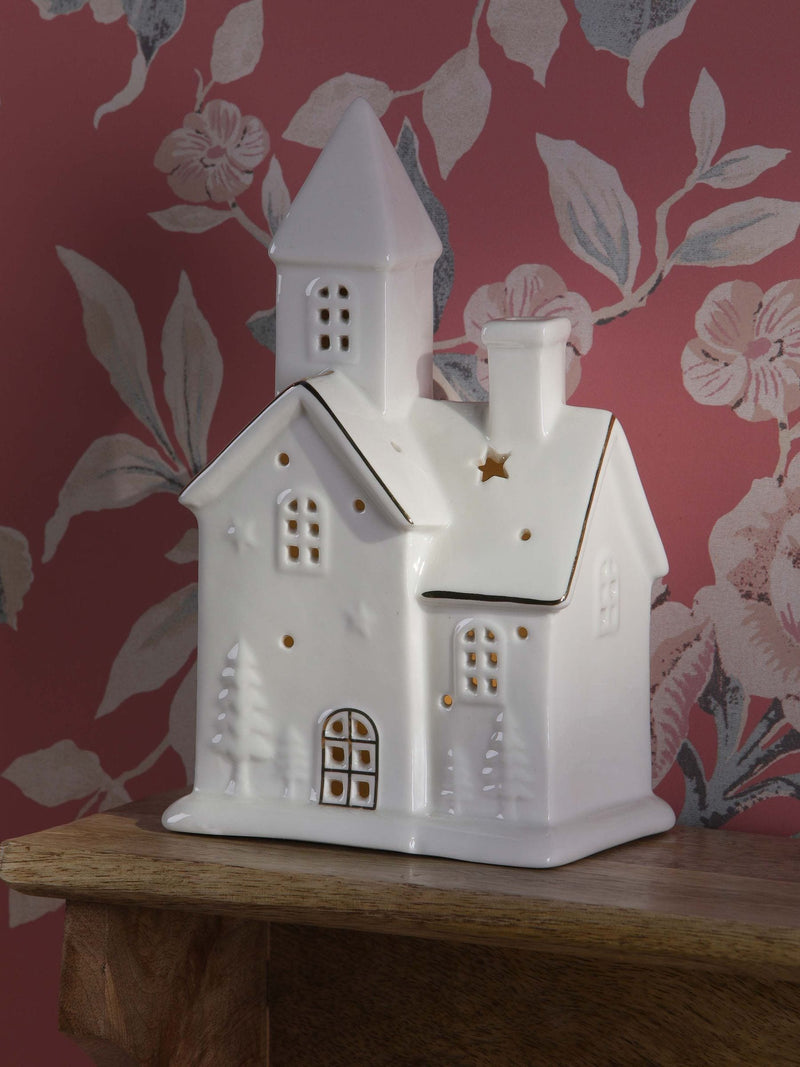 Laura Ashley pre-lit white ceramic house ornament - British product