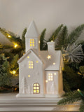 Laura Ashley pre-lit white ceramic house ornament - British product