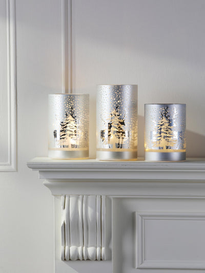 Next Laura Ashley Silver Tone Set of 3 Frosted LED Vase Candles- Buy online at McGrocer