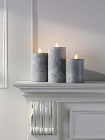 Next Laura Ashley Grey Set of 3 Stone Effect LED Home Decor Candles- Buy online at McGrocer