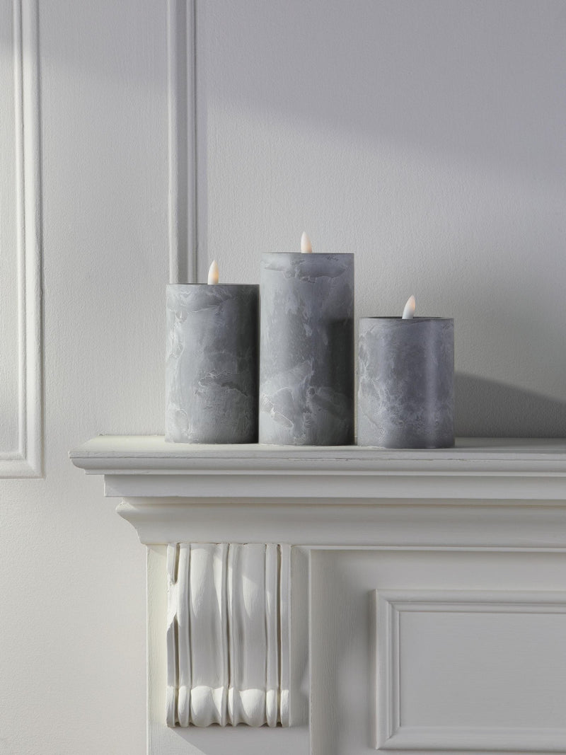 Laura Ashley grey stone effect LED candles set of three, UK version