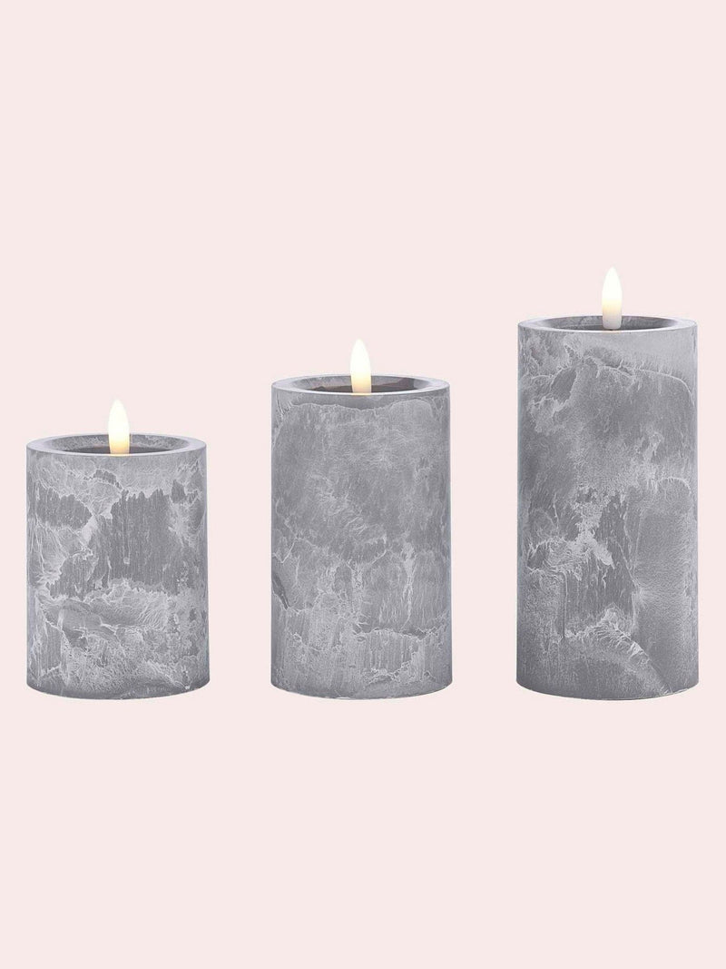 Laura Ashley grey stone effect LED candles set of three, UK version