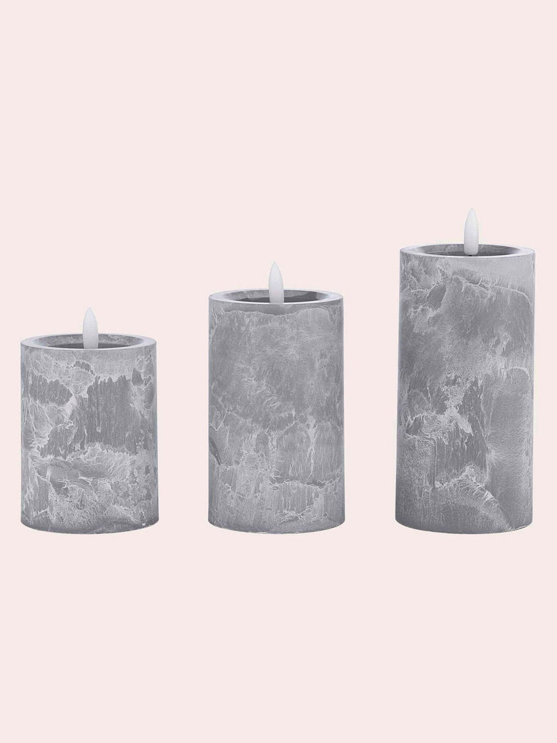 Laura Ashley grey stone effect LED candles set of three, UK version