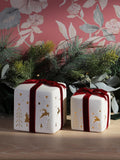 Laura Ashley ceramic gift boxes white red bows (British brand)