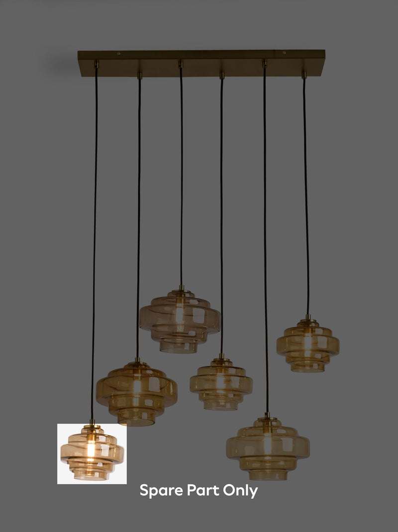 Luca linear pendant glass shade in brown (British brand)