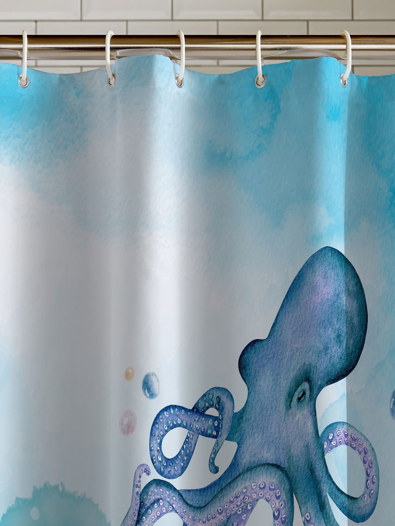 Catherine Lansfield blue octopus shower curtain 180x180 cm - British product