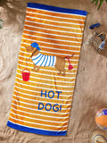Catherine Lansfield orange hot dog beach towel 160x76cm - British product