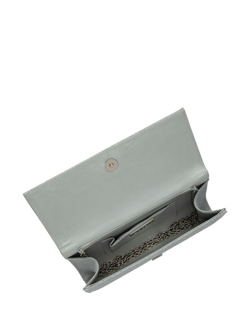 Lotus silver clutch bag with chain, imported from the UK