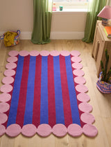 Next Eleanor Bowmer Blue Bubble Border Stripe Wool Tufted Rug- Buy online at McGrocer