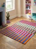 Eleanor Bowmer multi stripe wool tufted rug, imported from the UK