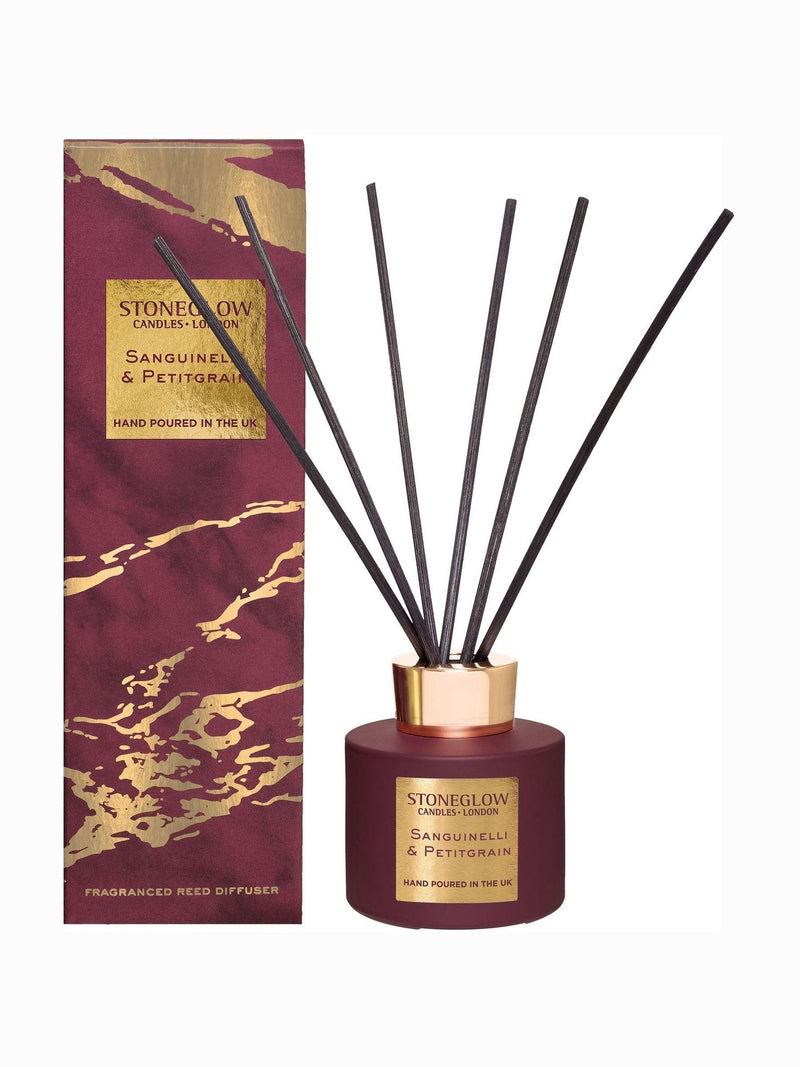 Stoneglow Sanguineli & Petitgrain reed diffuser 120ml, imported from the UK