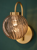 Natural Freya rechargeable wall light with rippled glass, UK version