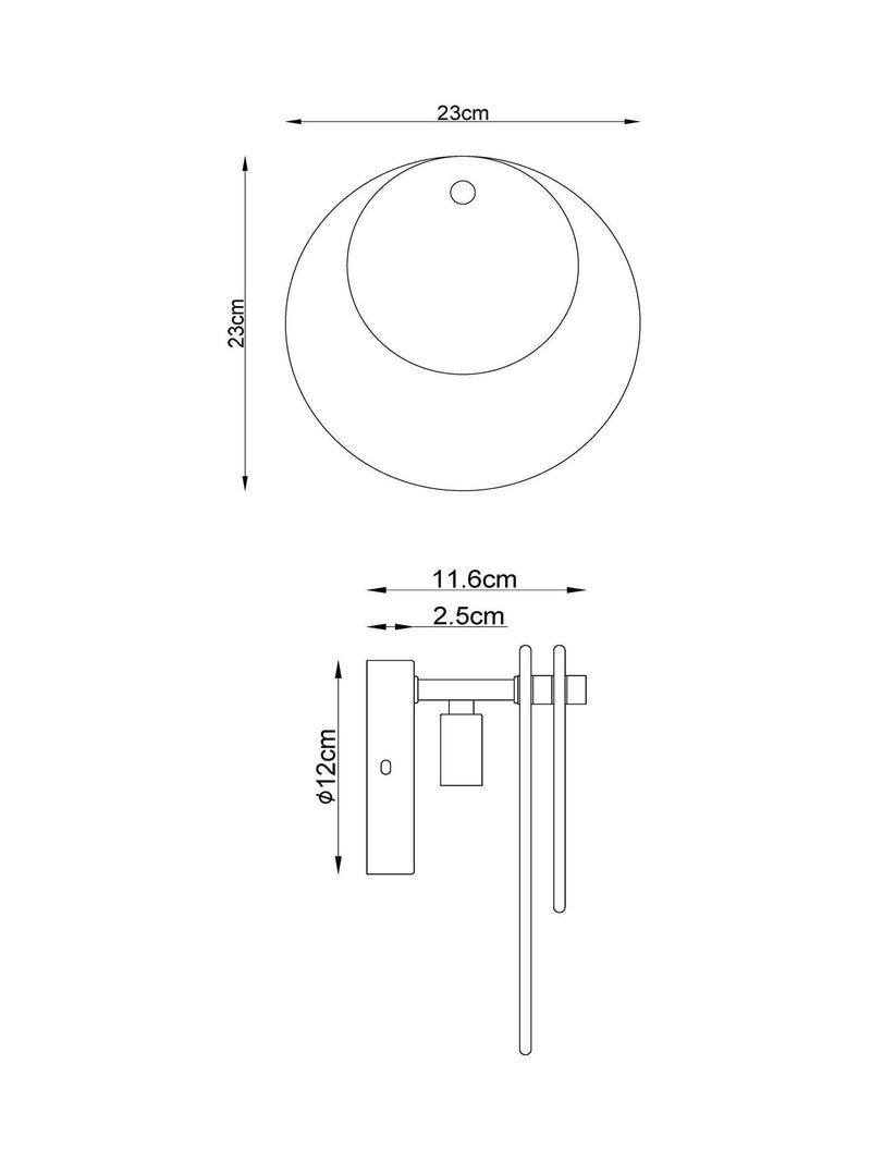 White Claremont wall light with brushed brass and opaque glass discs, imported from the UK