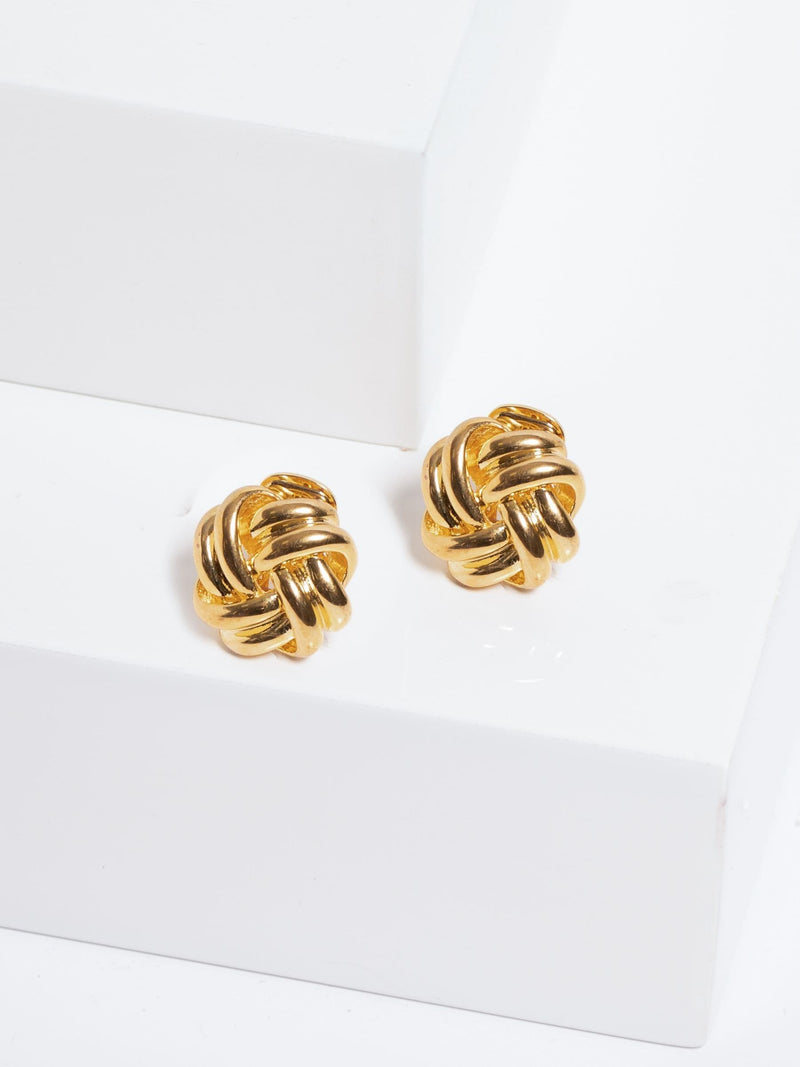 Jon Richard gold polished knot clip earrings, UK version