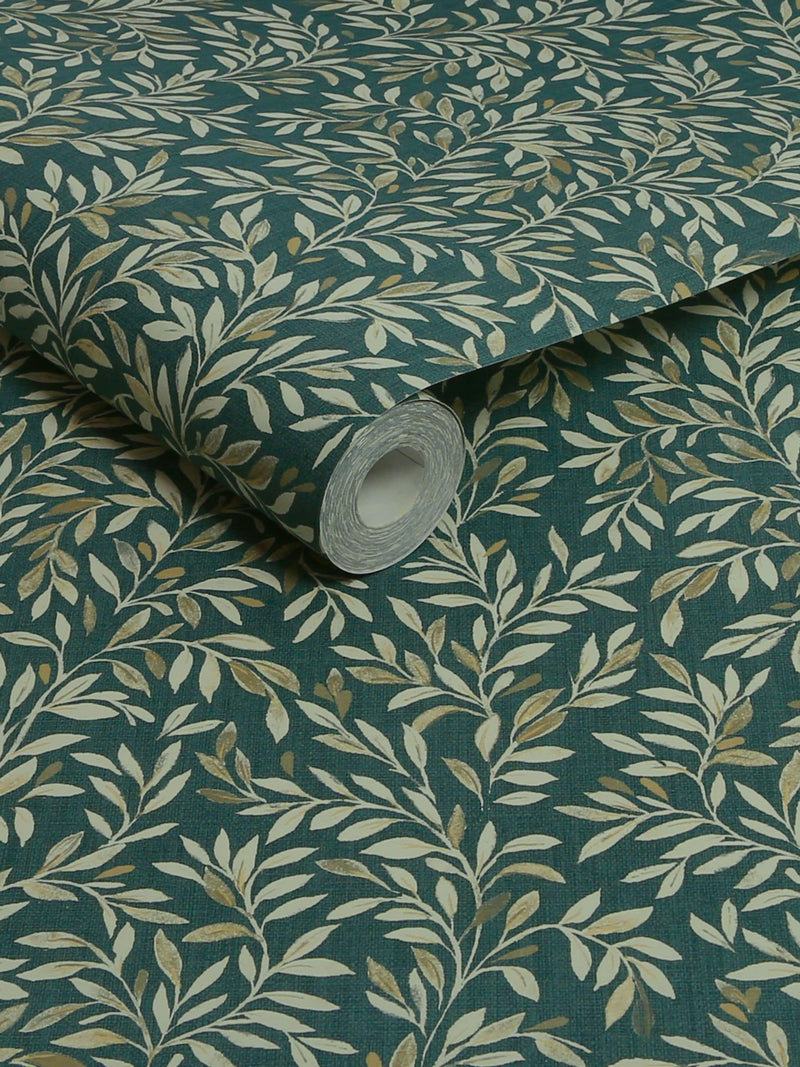 Emerald Ditsy Leaf wallpaper sample A4 - British product
