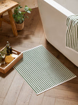 Next Yard Green Hebden Stripe 100% Cotton Bath Mat 90cm x 50cm- Buy online at McGrocer